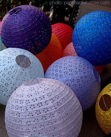 Lampion kula AŻUR 20cm - lawendowy