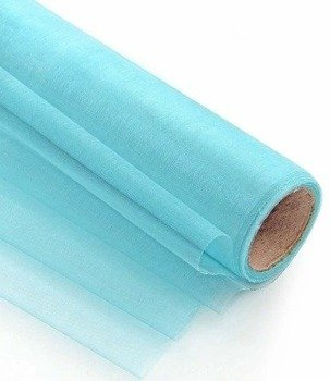 Organza obszyta 36cm x 9m niebieski pastel – Materiał do dekoracji