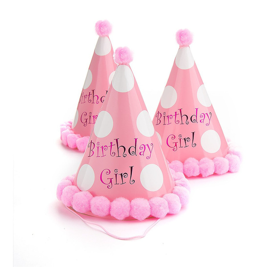 Czapeczki urodzinowe różowe- 5szt.