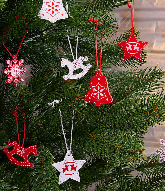 Świąteczne ozdoby choinkowe – Choinki, zestaw 12 szt., 6 cm