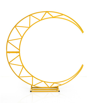 Złoty półksiężycowy stojak dekoracyjny 200cm – tło na ślub i eventy