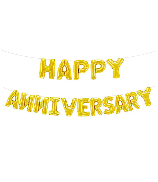 Balony foliowe napis HAPPY ANNIVERSARY złoty 40cm