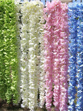 Girlanda kwiatowa Wisteria 2m - różowy jasny