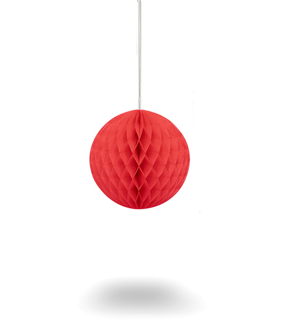 Lampion Kula Plaster Miodu 10 cm czerwony – dekoracja wisząca 3D