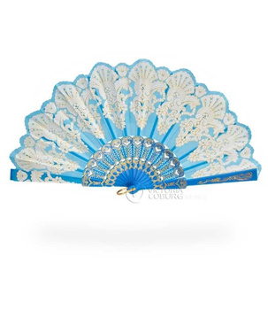 Wachlarz hiszpański ORNAMENT - niebieski jasny