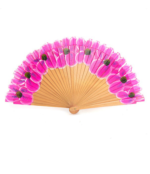 Wachlarz flamenco kwiaty - różowy
