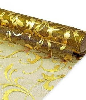 Materiał ORGANZA BIEŻNIK 36cm x 9m - stare złoto