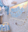 Girlanda papierowa baner HAPPY BIRTHDAY niebieska