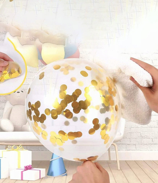 Zestaw balonów złotych z konfetti 30 szt. – na ślub i urodziny