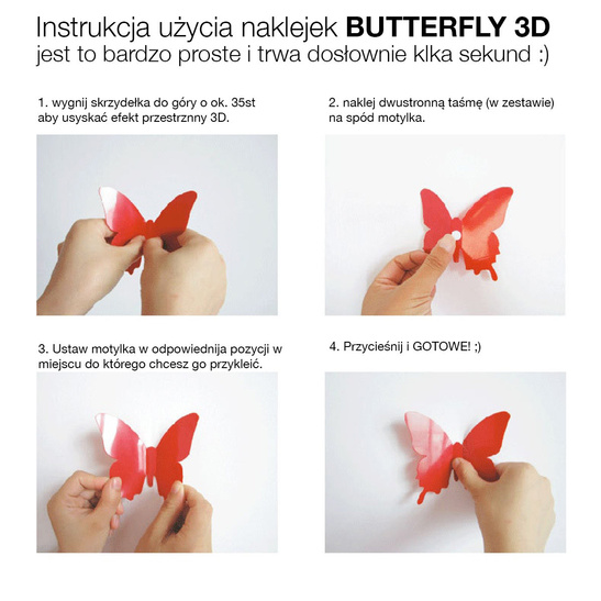 Naklejki 3D MOTYLKI MIks, 12 szt., dekoracja wnętrz i ogrodów