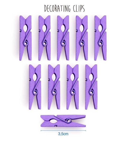 Klamerki spinacze ozdobne 3,5cm x 10szt - lawendowe