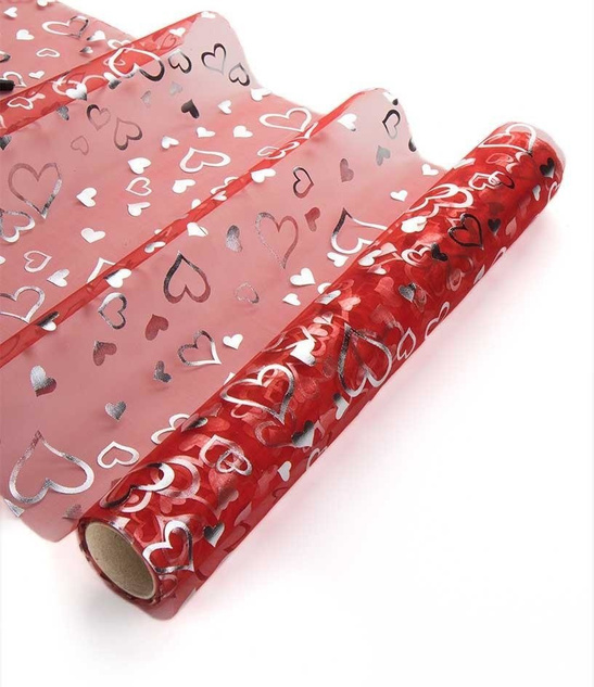 Materiał ORGANZA BIEŻNIK 36cm x 9m - sreb. serca