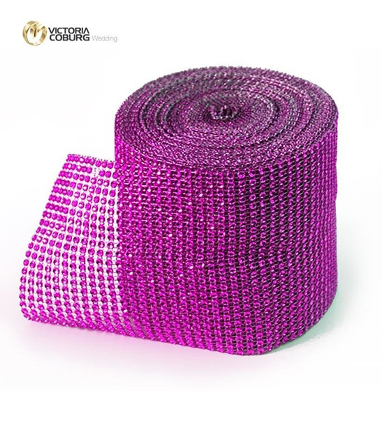 Taśma z cyrkoniami 12cm x 1m - amarant