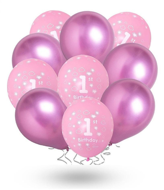 Balon zestaw urodzinowy METALICZNE - różowy