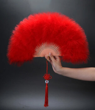 Puszysty Wachlarz z Piór Marabuta duży - czerwony