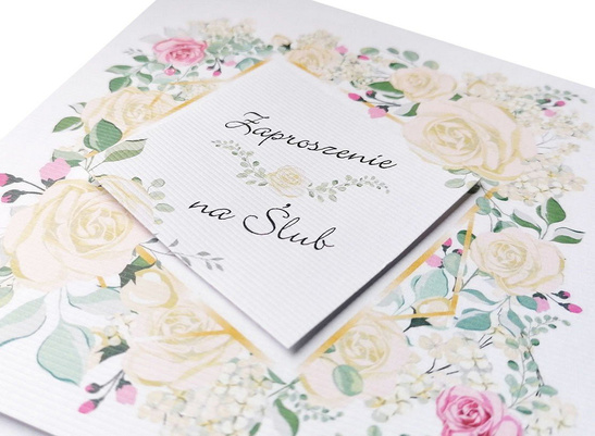 Zaproszenia ślubne BOHO z nakładką - 10 szt.