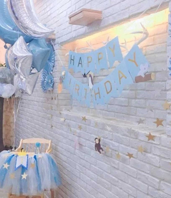 Girlanda papierowa baner HAPPY BIRTHDAY niebieska