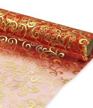 Materiał ORGANZA BIEŻNIK 36cm x 9m - ornament