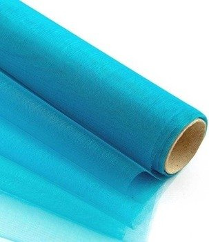Organza obszyta 36cm x 9m turkusowa – Materiał do dekoracji