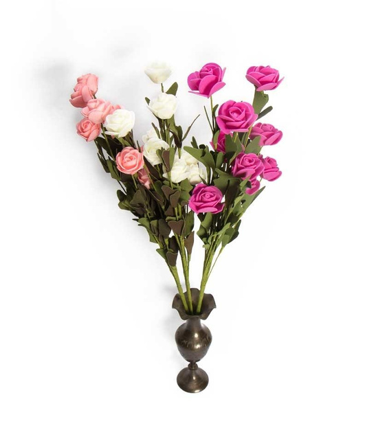 Sztuczna gałązka bukiet z róż - różowy