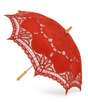 Czerwona Parasolka Ślubna Classic Lace – elegancki dodatek z koronką