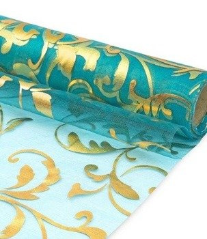 Materiał ORGANZA BIEŻNIK 36cm x 9m - turkus